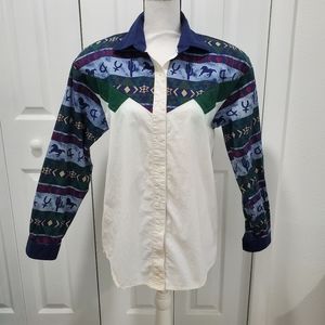 Adobe Rose Vintage Western Shirt, Size Medium